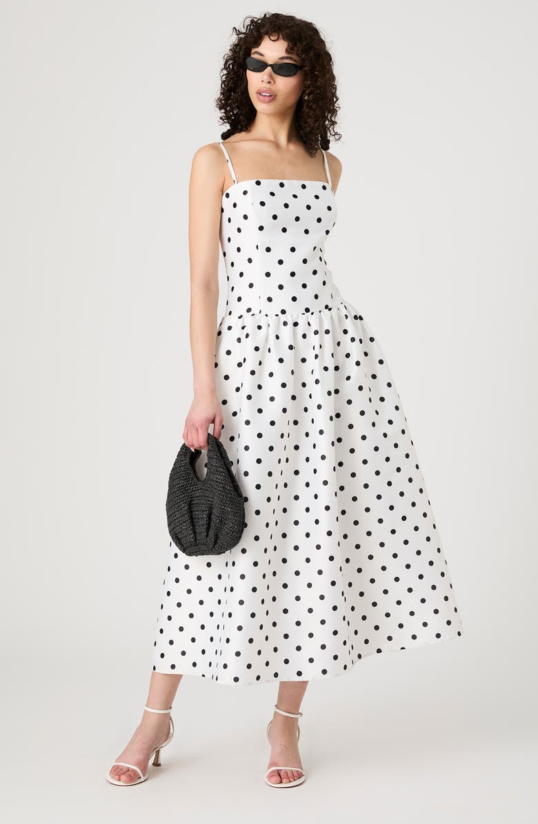 French Connection Polka Dot Strappy Drop Waist Sundress, Alternate, color,