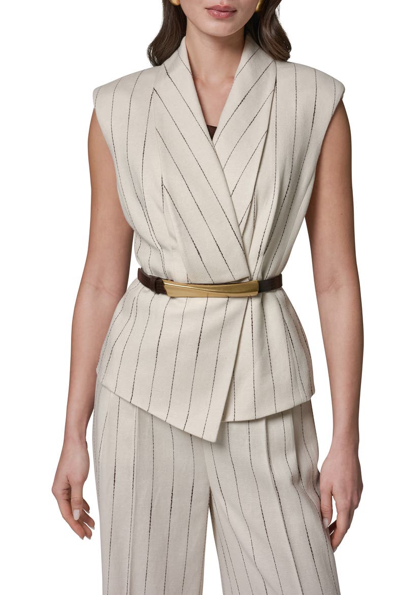 Sleeveless Belted Vest, Main, color, FLAX/ CANYO