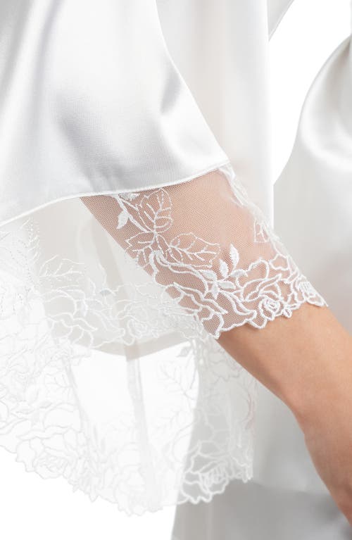 In Bloom By Jonquil Tasha Embroidered Lace Trim Satin Wrap In White