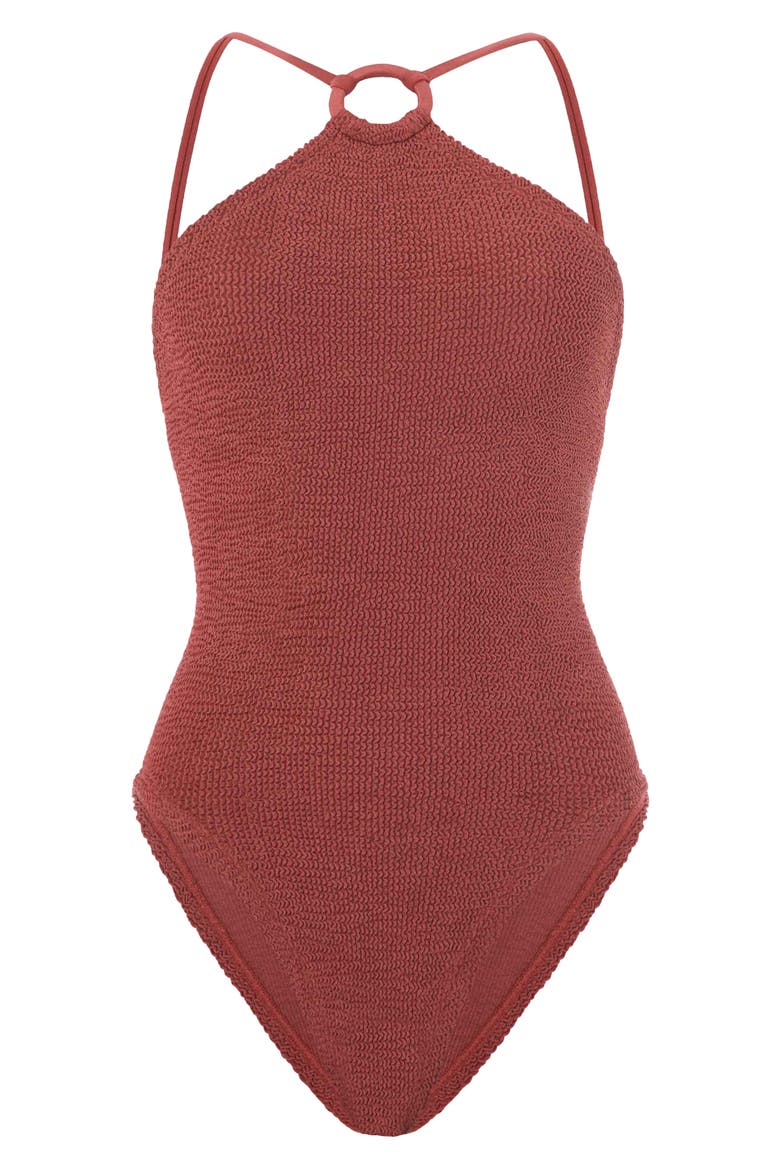 Jasmine O-Ring One-Piece Swimsuit, Alternate, color, METALLIC ROSEWOOD