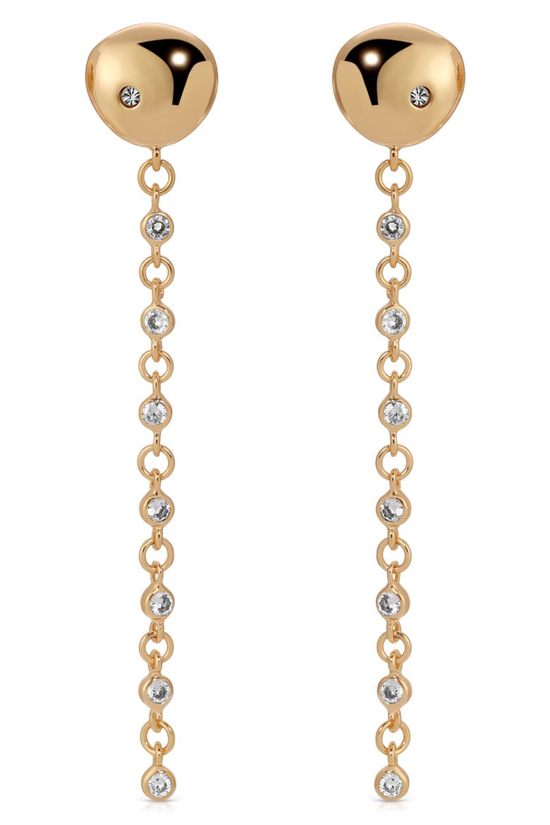 Polished Pebble Crystal Drop Earrings, Main, color, GOLD