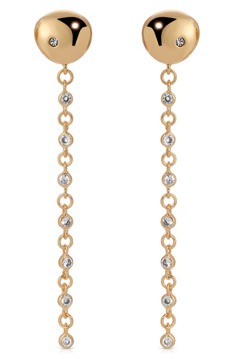 Ettika Polished Pebble Crystal Drop Earrings, Main, color, Gold