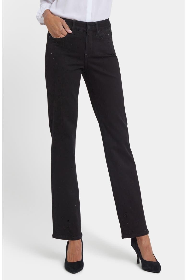 Marilyn Embellished Straight Leg Jeans, Alternate, color, BLACK RINSE
