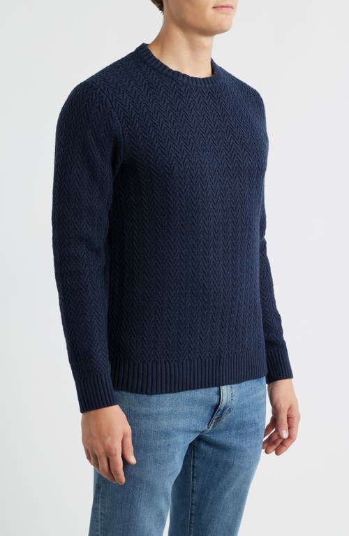 James Campbell Laggan Waffle Stitch Crewneck Sweater In Blue