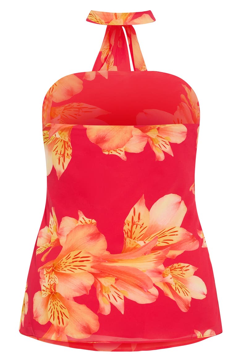 Soiree Floral Print Strapless Top & Scarf, Alternate, color, FUCHSIA LILY