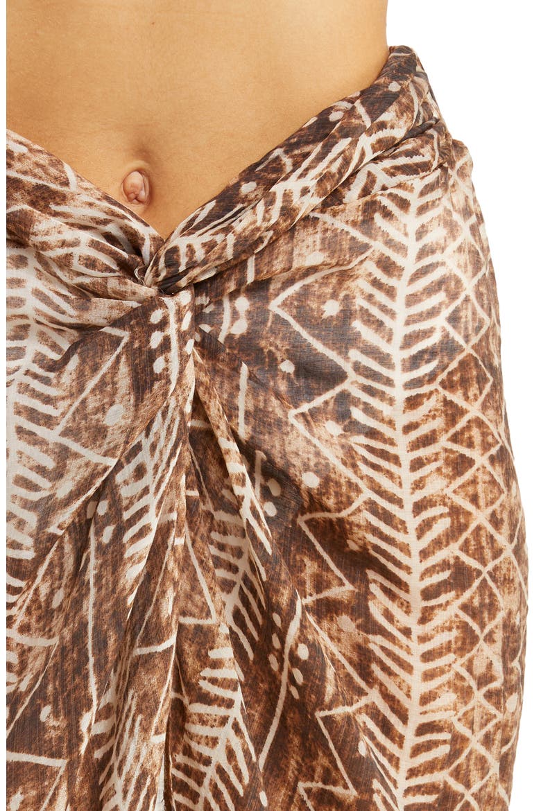 Twist Front Sarong Skirt, Alternate, color, BROWN TULUM