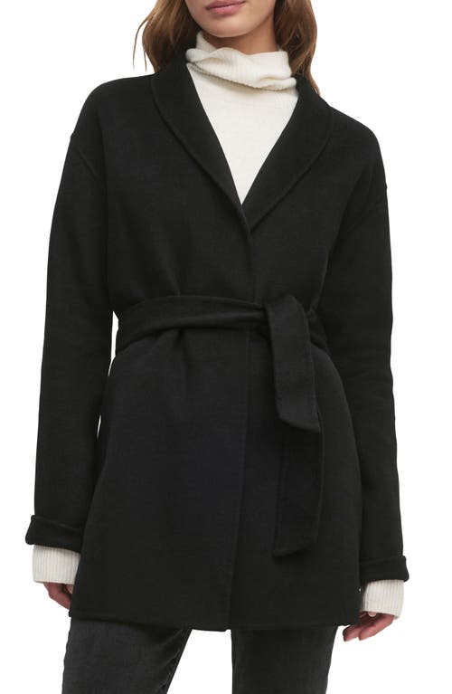 Favorite Daughter The Jasper Wool Blend Wrap Coat In Black