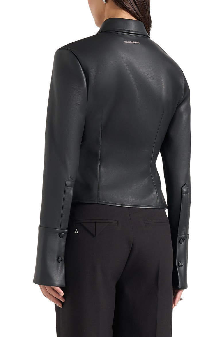 Sonia Leather Cinch Shirt, Alternate, color, Black