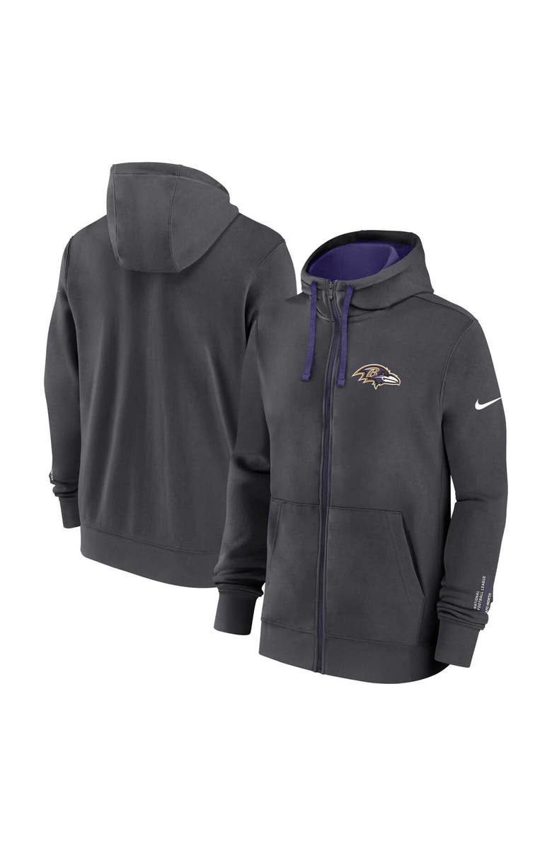 Nike Men's Nike Anthracite Baltimore Ravens Primetime Club Full-Zip Hoodie, Main, color, Anthracite