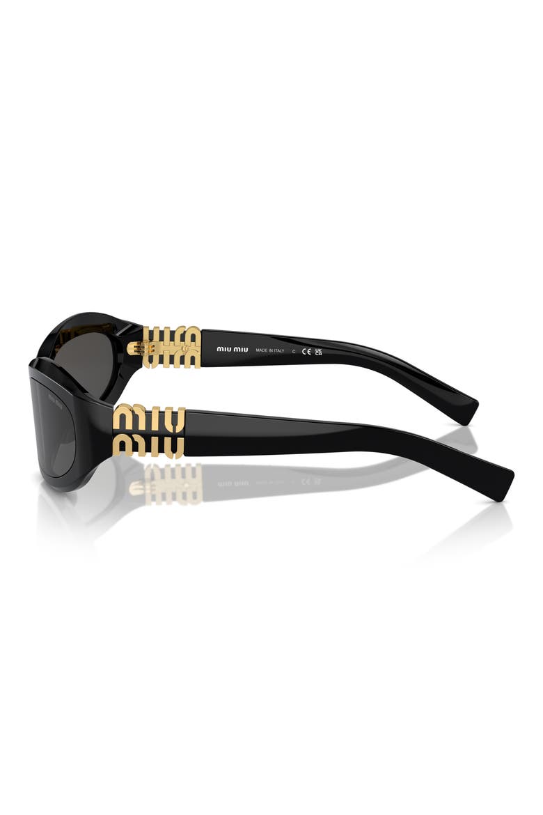 61mm Oval Sunglasses, Alternate, color, BLACK