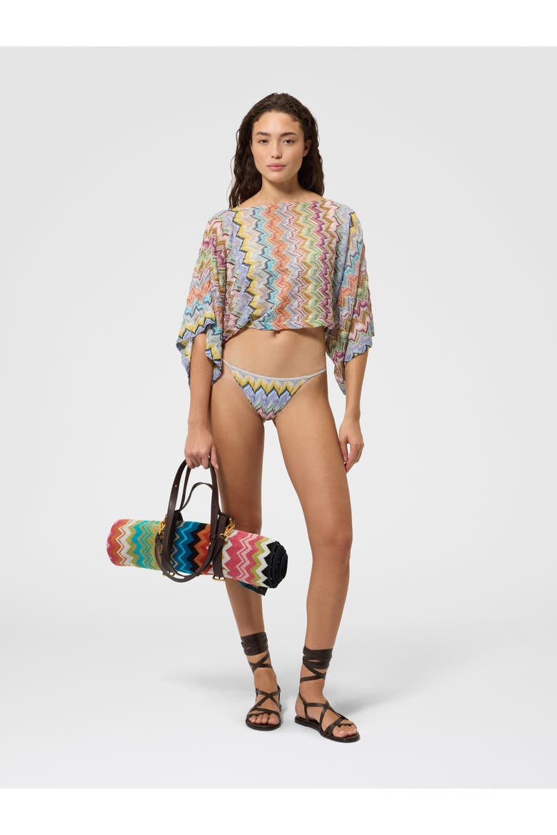 Viscose Lamé Cover-up Top With Batwing Sleeves, Alternate, color, Multicoloured