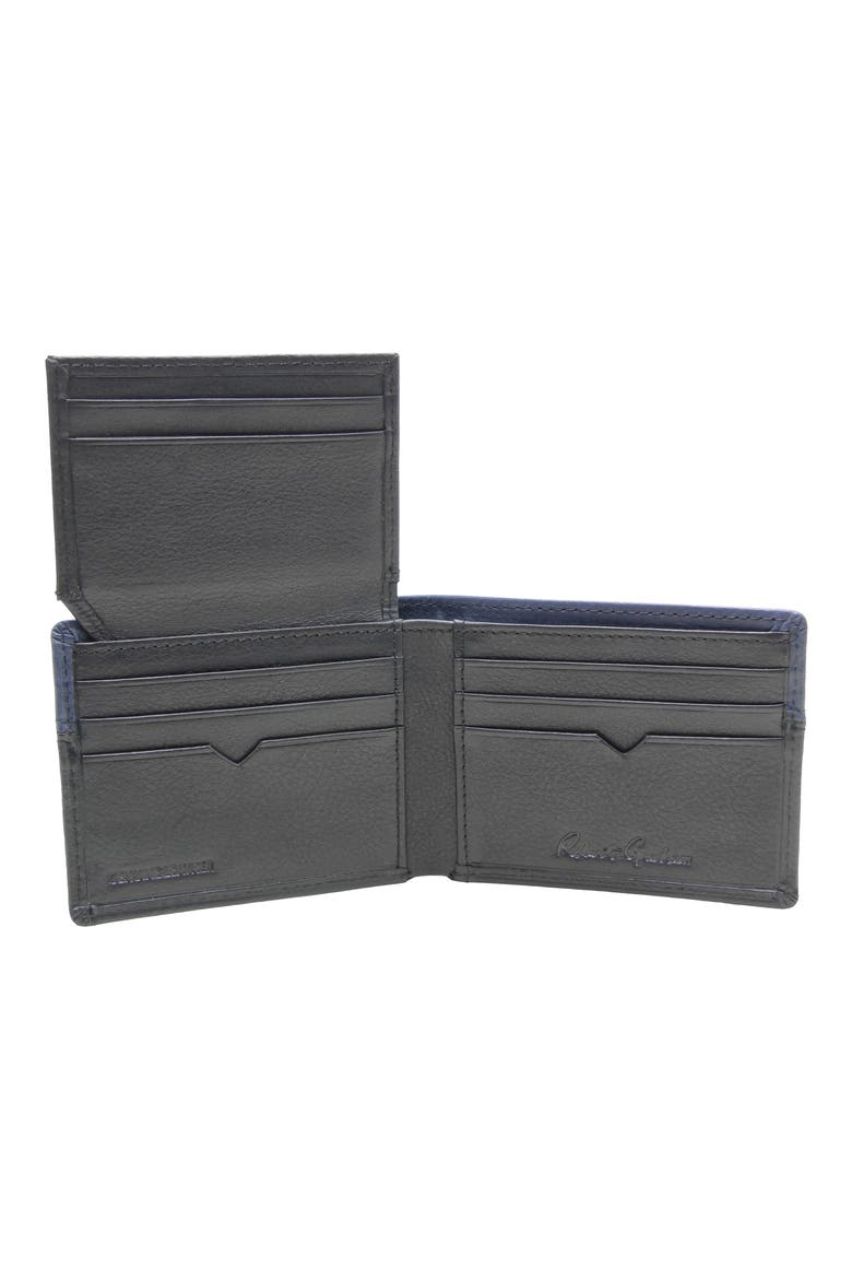 Two Tone Bifold Leather Wallet, Alternate, color, BLACK/ NAVY