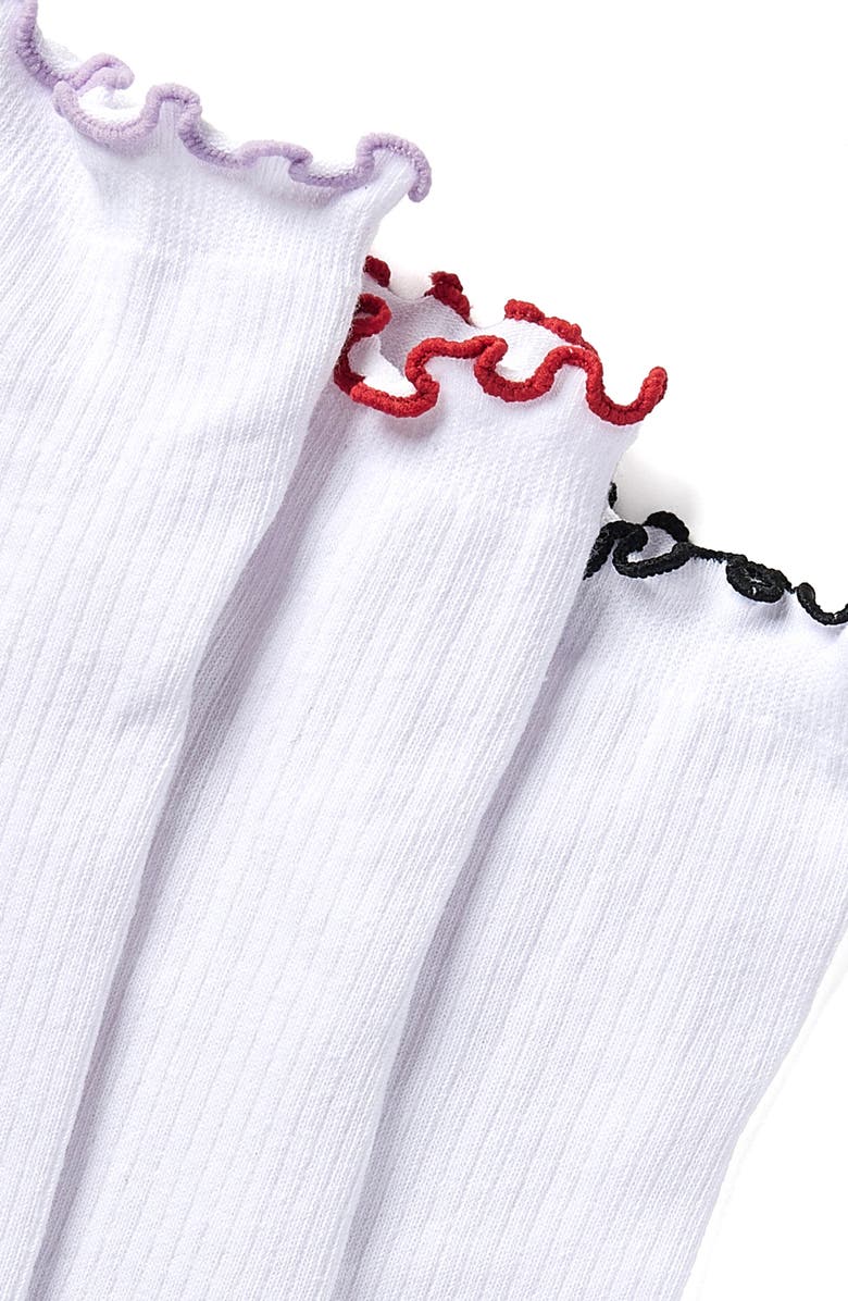 Stems Contrast Ruffle 3-Pack Crew Socks, Alternate, color, White Multi