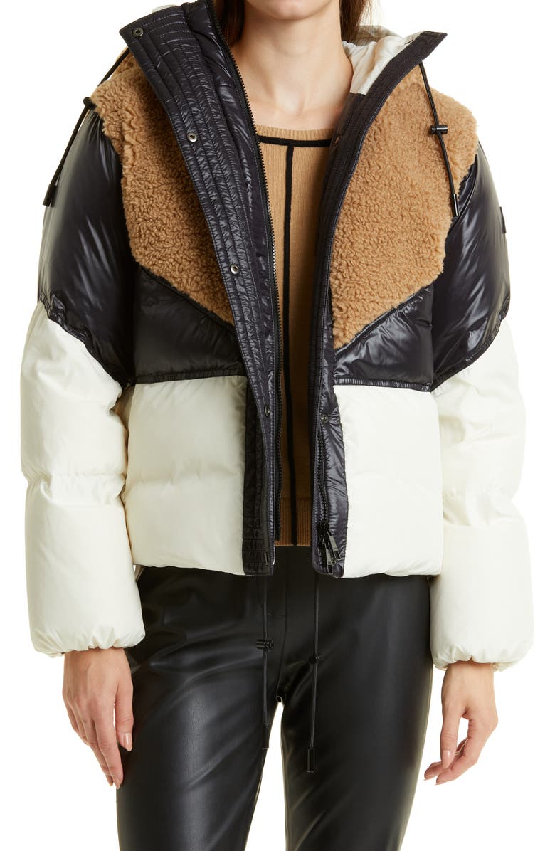 BOSS Plockena Mixed Media Puffer Jacket, Main, color, 