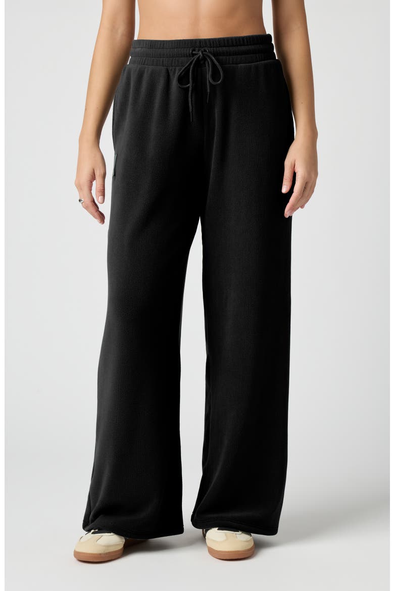 Polar Fleece Wide Leg Sweatpants, Main, color, BLACK