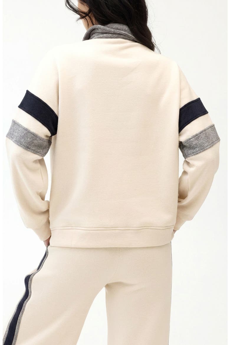 Lourdes Colorblock Fleece Sweatshirt, Alternate, color, TAPIOCA/ HEATHER GREY