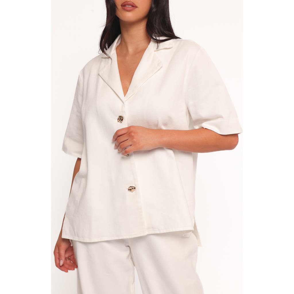 Petal And Pup Petal & Pup Odelia Short Sleeve Denim Button-up Shirt In Multi