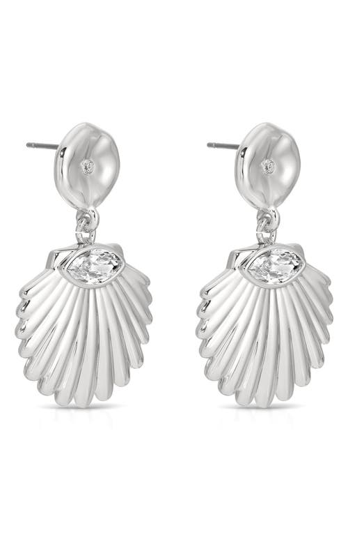 Ettika Santorini Cubic Zirconia Shell Drop Earrings In Metallic