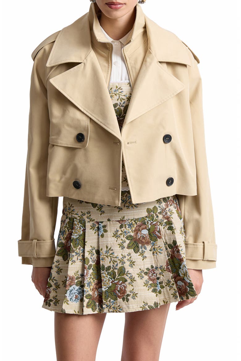 Cropped High Neck Jacket, Alternate, color, KHAKI