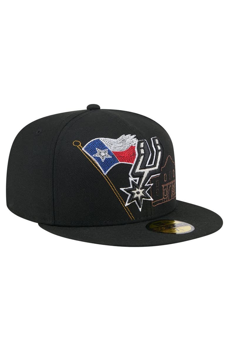 New Era Men's New Era Black San Antonio Spurs State Stitch 59FIFTY Fitted Hat, Alternate, color, 