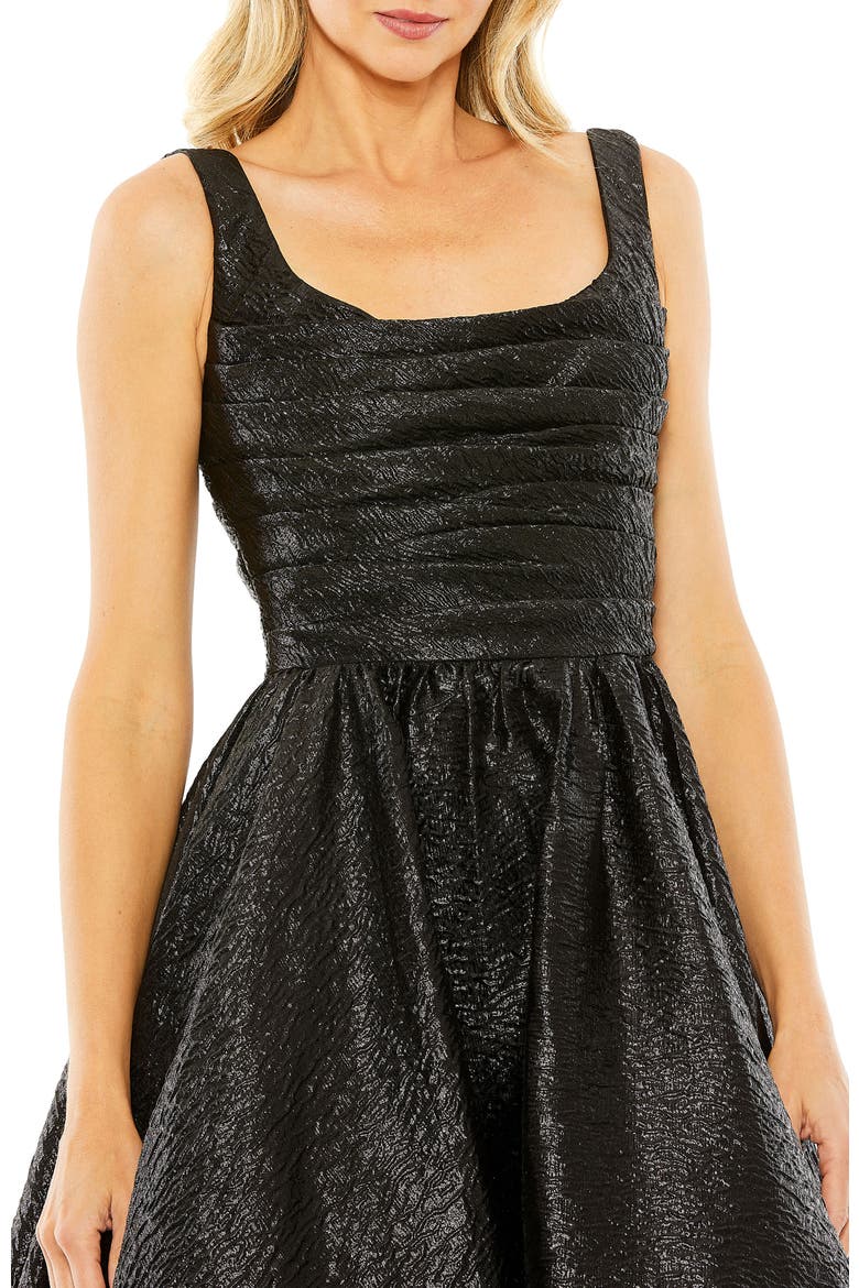 Metallic Pleated Bodice Ballgown, Alternate, color, Black