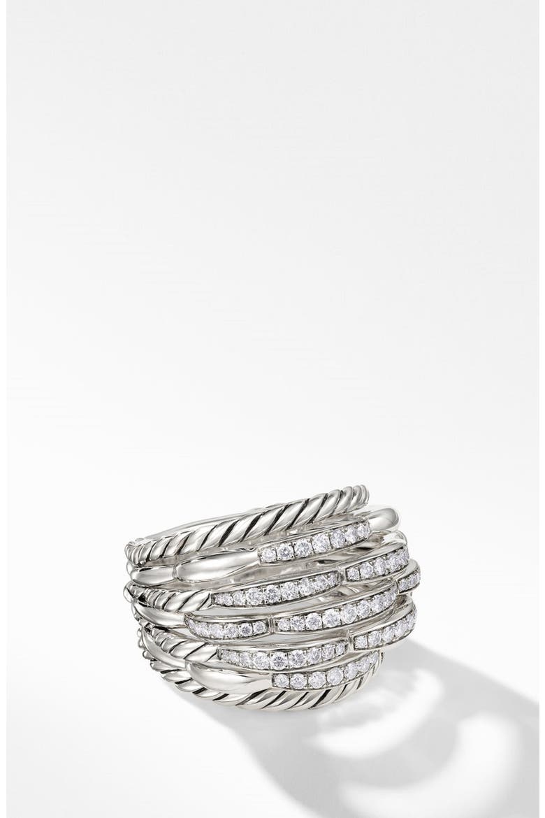 Tides 20mm Dome Ring with Diamonds, Main, color, STERLING SILVER/ DIAMOND