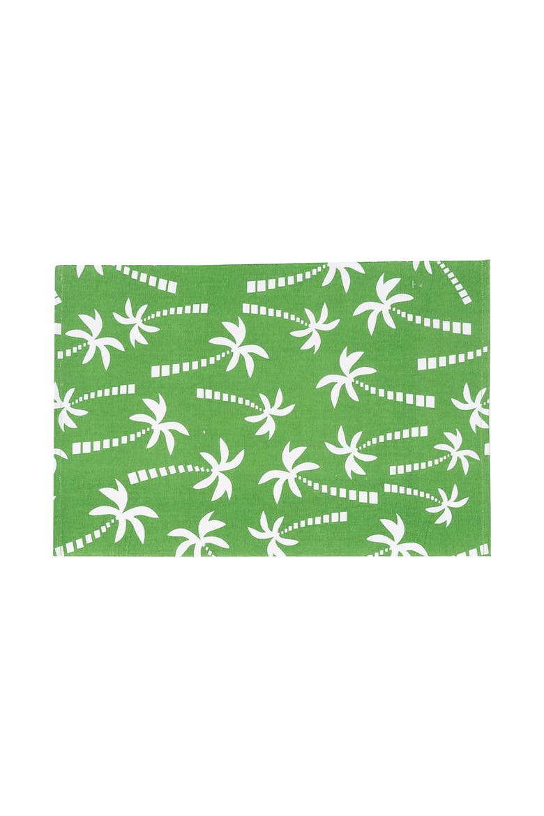 Beachy Palm Cotton Placemats Set of 6 13" x 19", Main, color, Green