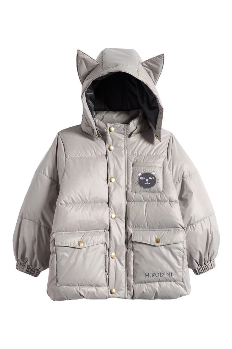 Kids' Cat Ear Hood Water Repellent Puffer Jacket, Main, color, GREY