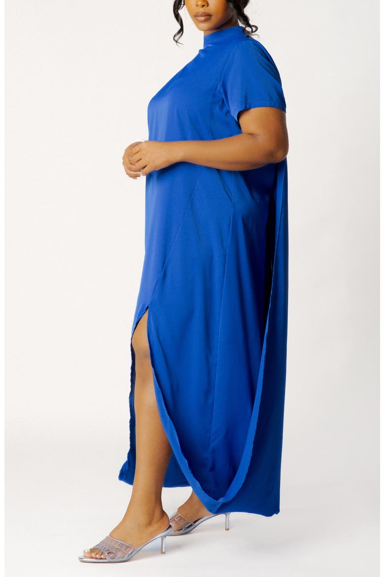 High Neck Draped Maxi Dress, Alternate, color, ROYAL BLUE