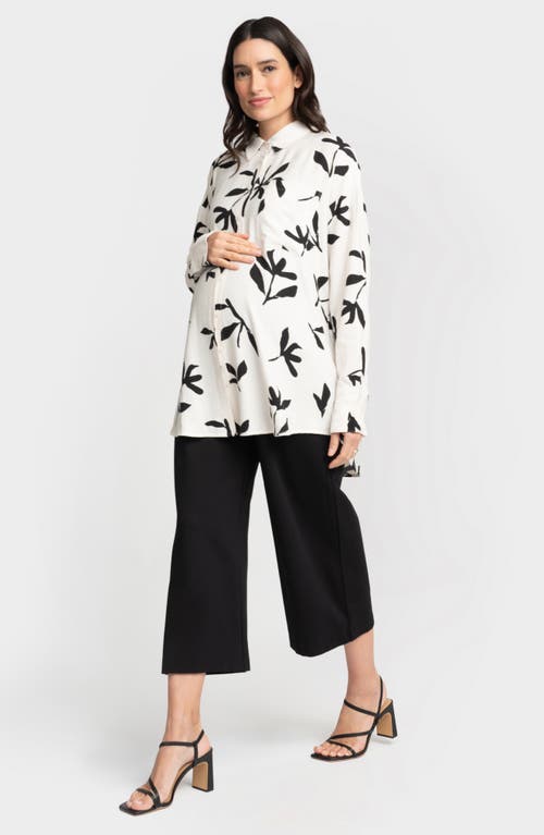 Seraphine Over The Bump Wide Leg Maternity Crop Pants In Black
