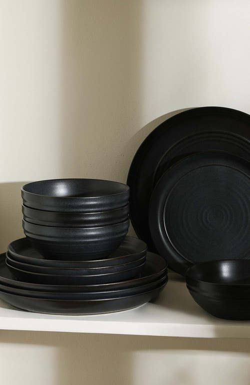 Stone Lain Elio Stoneware 24-piece Dinnerware Set In Black