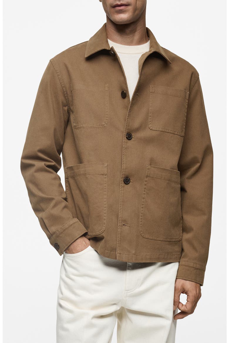 Cotton Blend Twill Overshirt, Main, color, KHAKI