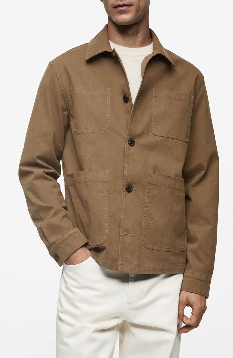 MANGO Cotton Blend Twill Overshirt, Main, color,