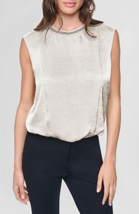 Chain Sleeveless Crinkle Satin Top