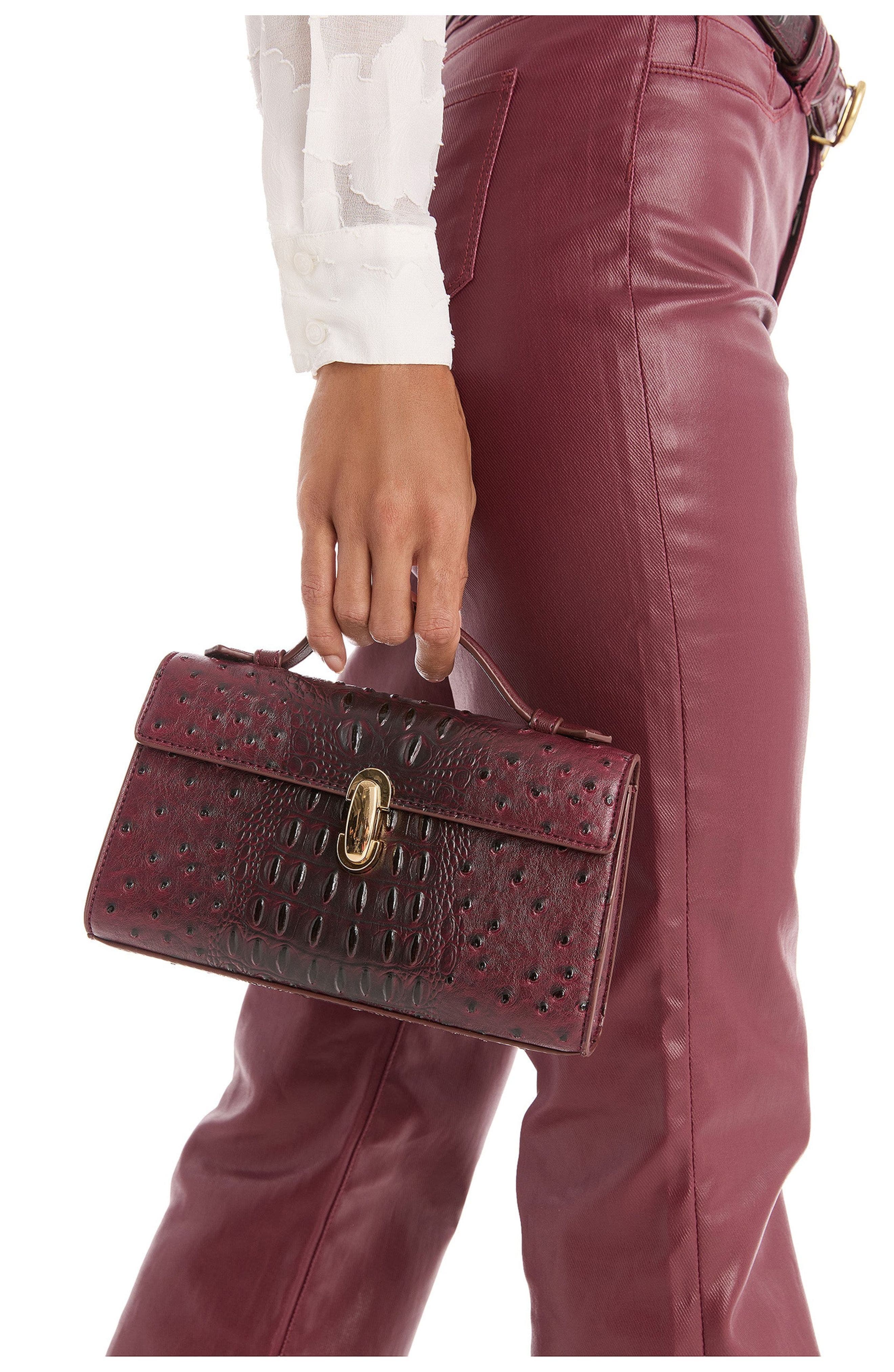 The Noli Shop Danica Ostrich Clutch, Alternate, color, Merlot