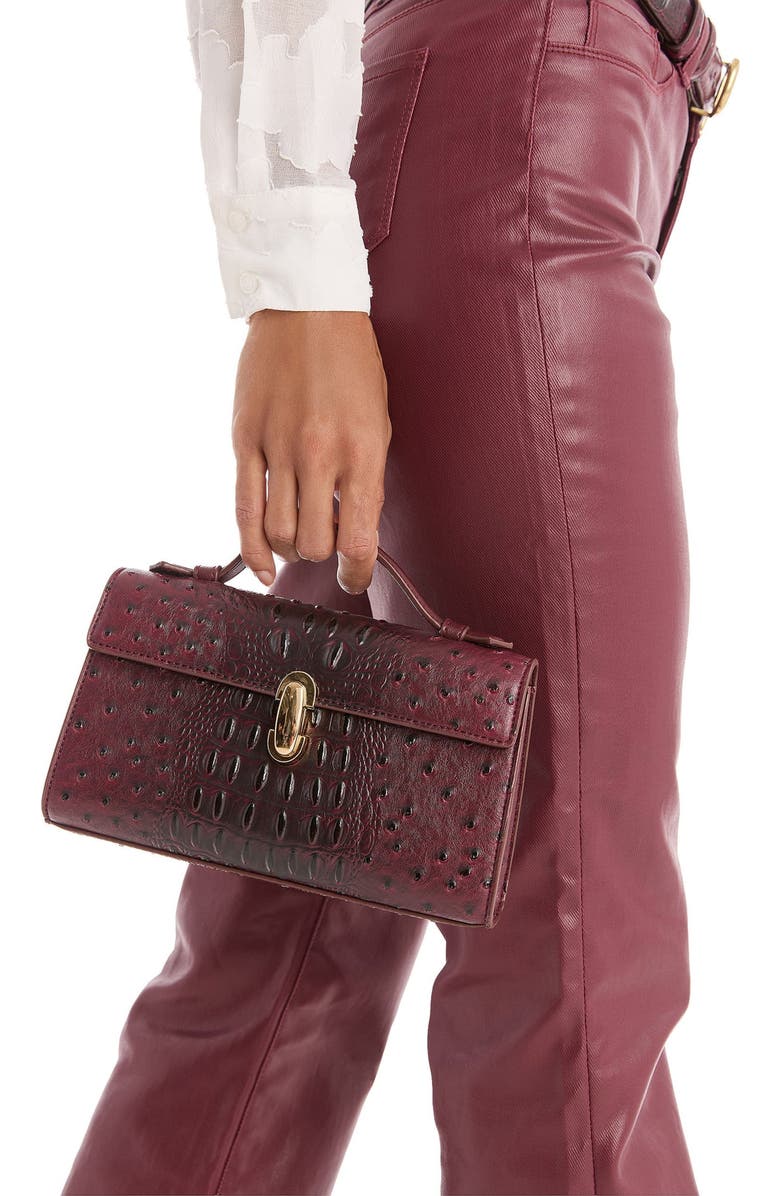 The Noli Shop Danica Ostrich Clutch, Alternate, color, Merlot