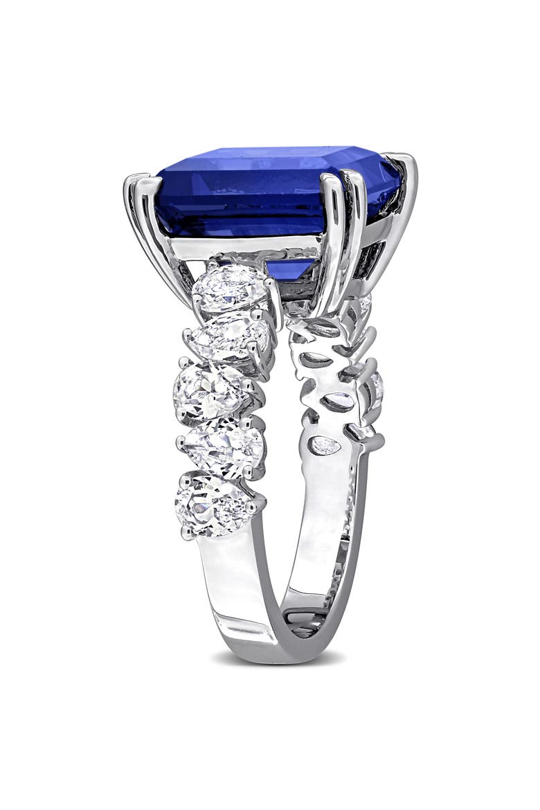 Emerald Cut Lab Created Sapphire Statement Ring, Alternate, color, BLUE
