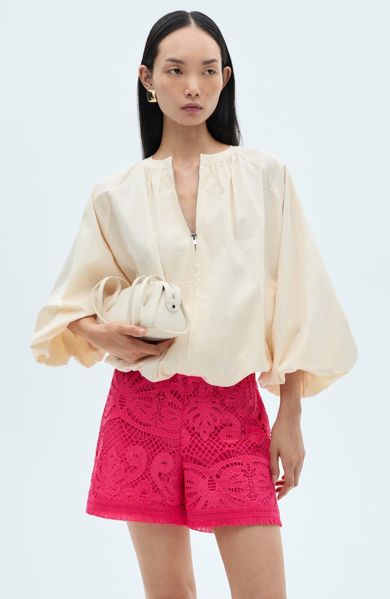 MANGO Fringe Trim Shorts, Alternate, color, 