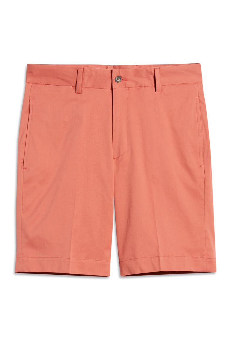 Charleston Khaki Flat Front Stretch Poplin Shorts, Alternate, color, CHARLESTON BRICK