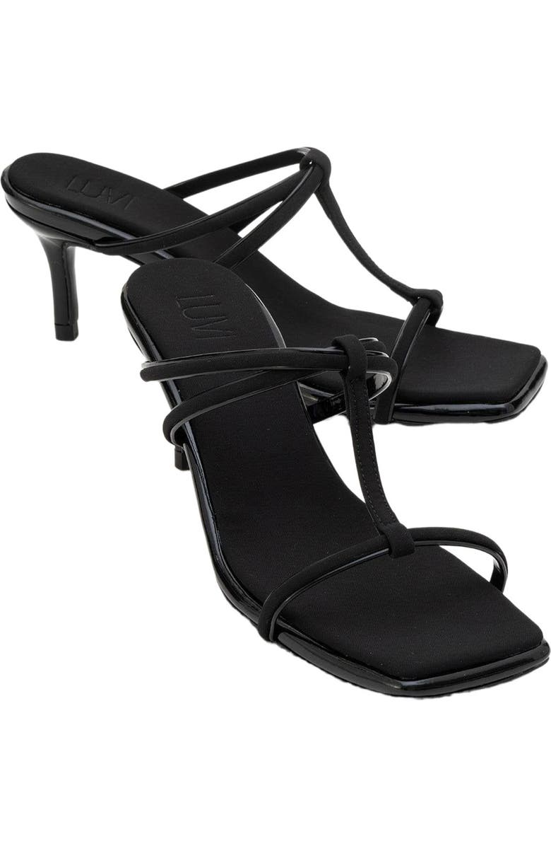Prologue Shoes Mocha Strap Heel Sandal, Alternate, color, Black Faux Leather