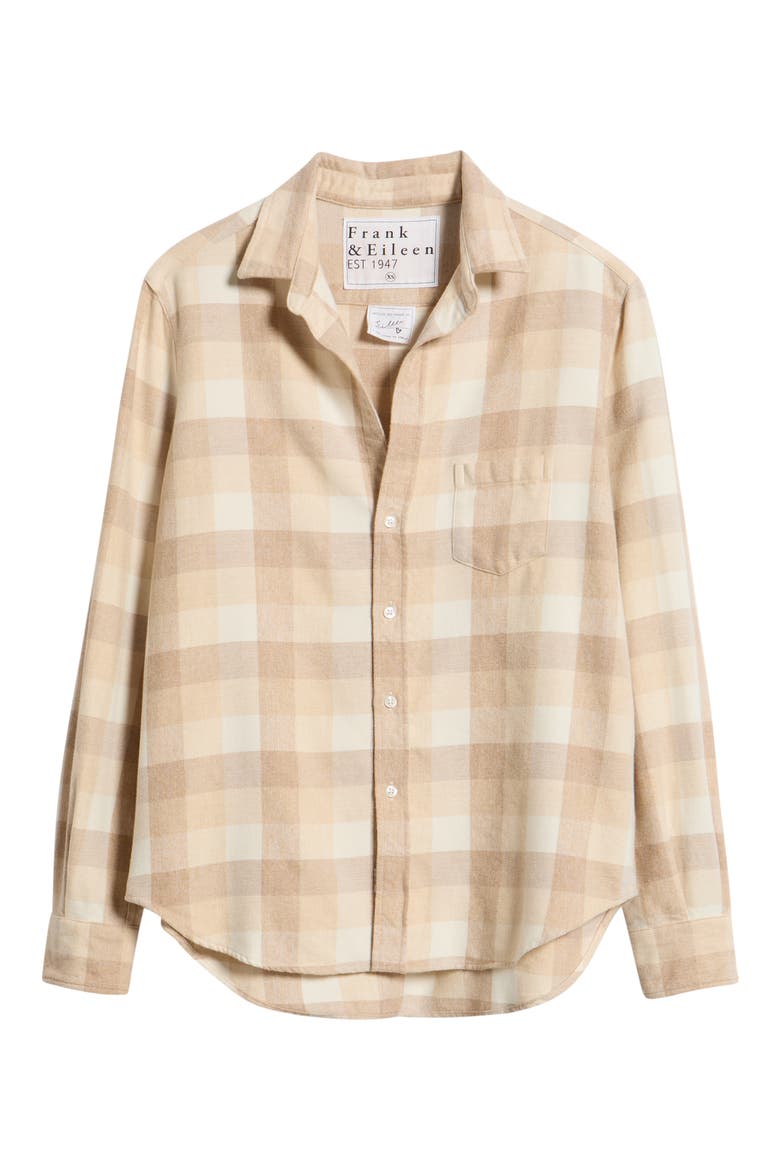 Eileen Relaxed Button Up Shirt, Alternate, color, CREAM SAND CAMEL LARGE PLAID
