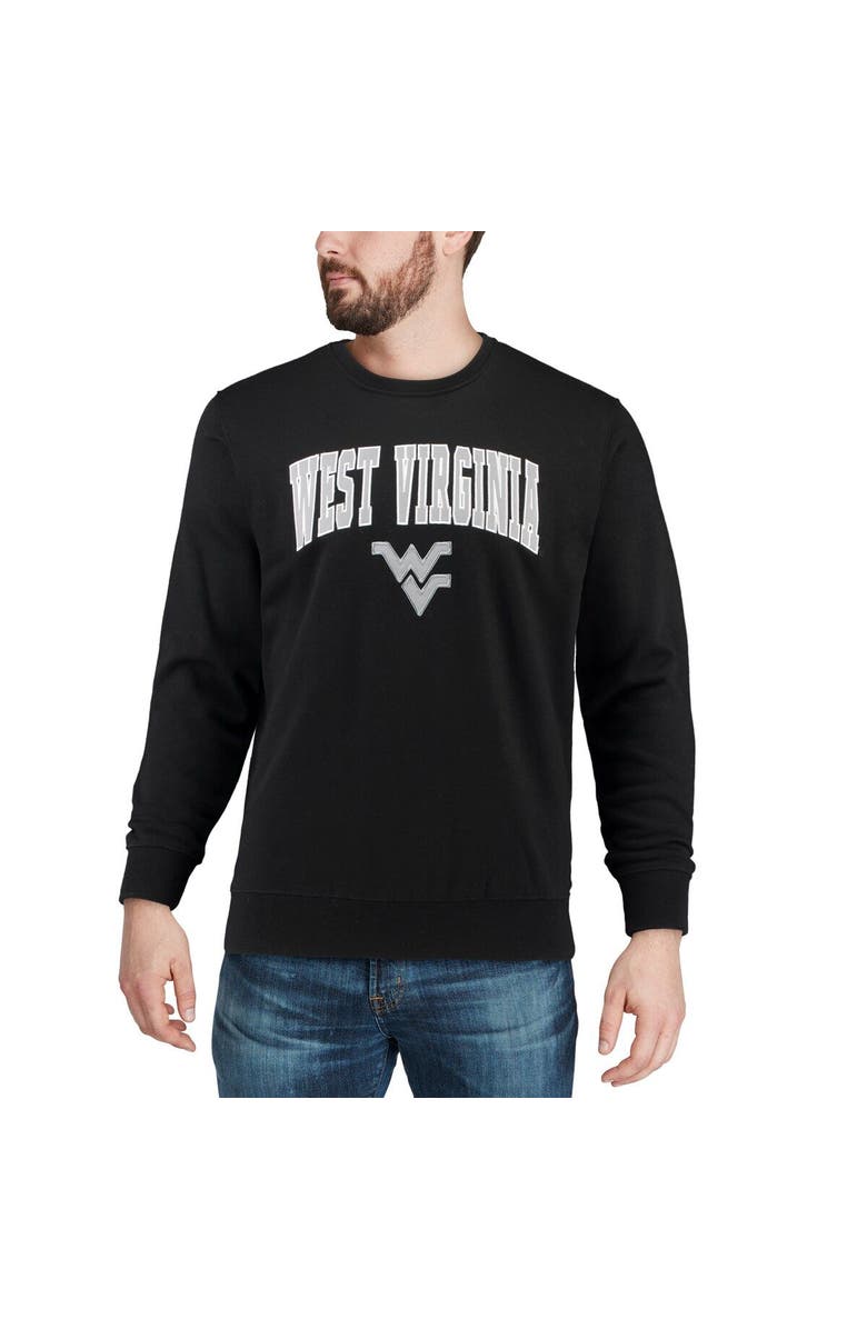 COLOSSEUM Men's Colosseum Black West Virginia Mountaineers Arch & Logo Crew Neck Sweatshirt, Alternate, color, Black