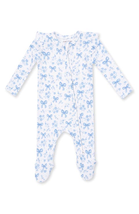 Bows & Flowers Two Way Zip Footie