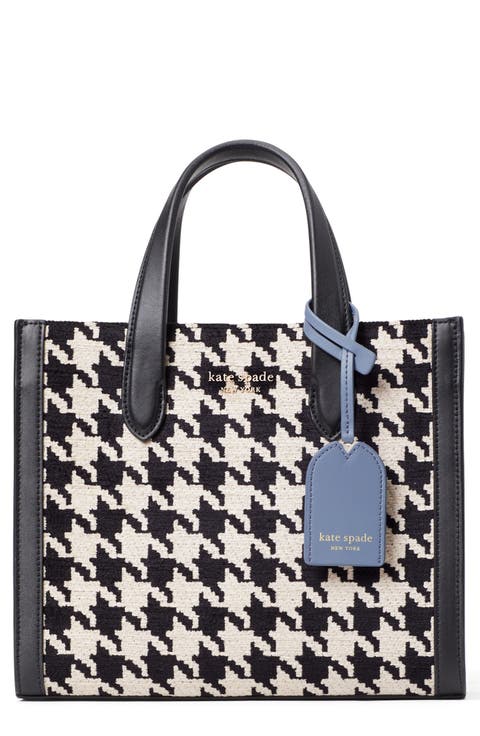 manhattan houndstooth chenille tote