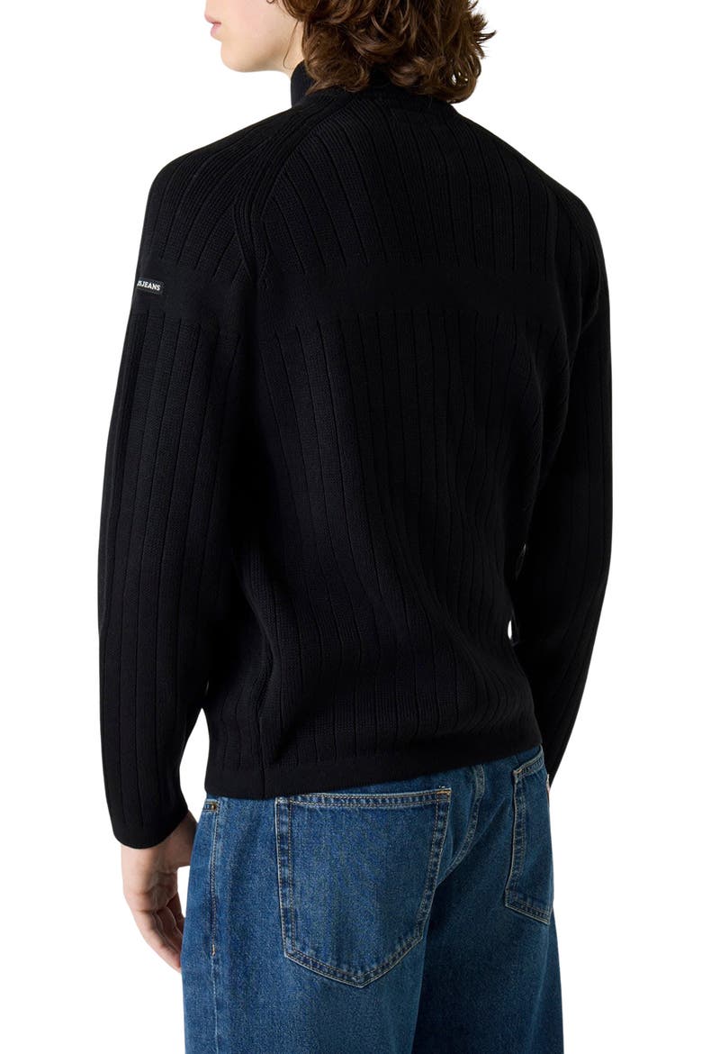 Cotton Rib Half Zip Sweater, Alternate, color, BLACK