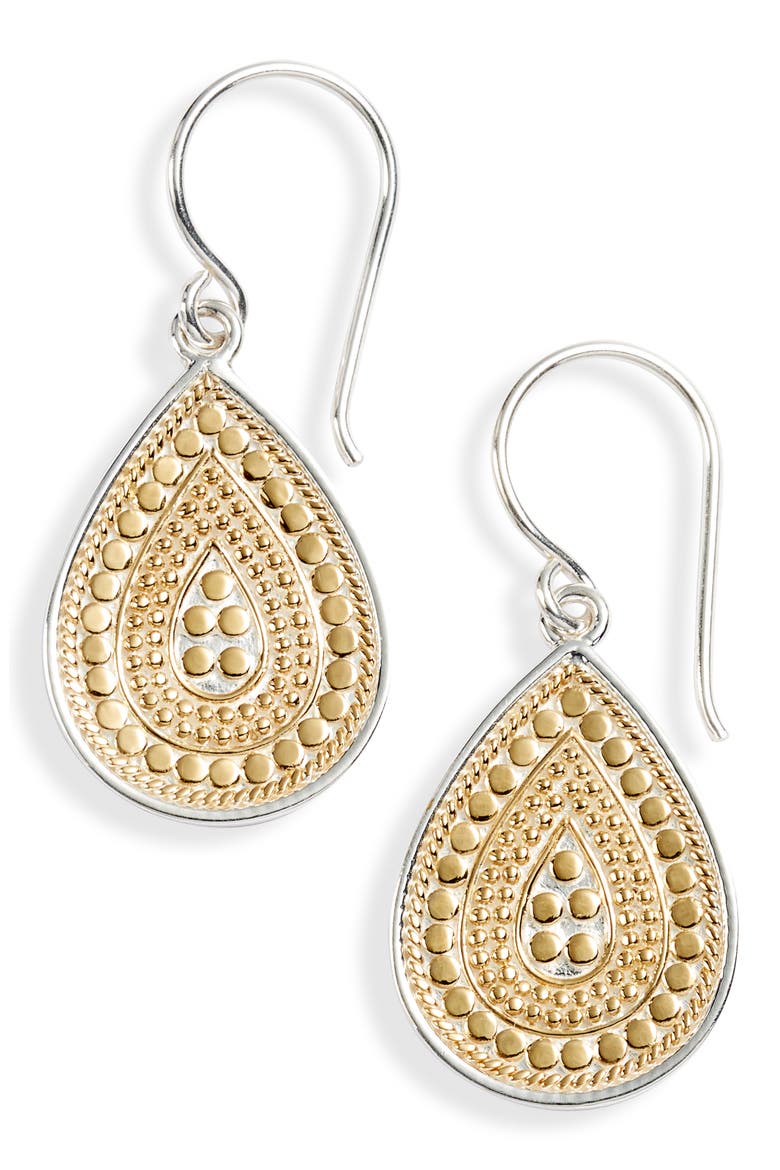 Small Teardrop Earrings, Main, color, GOLD/ SILVER