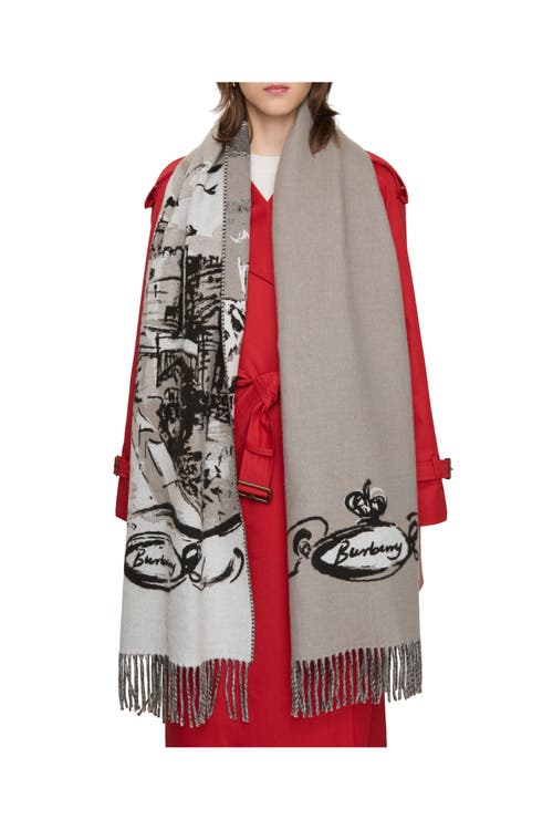 Burberry Castle Cashmere Scarf In Gray