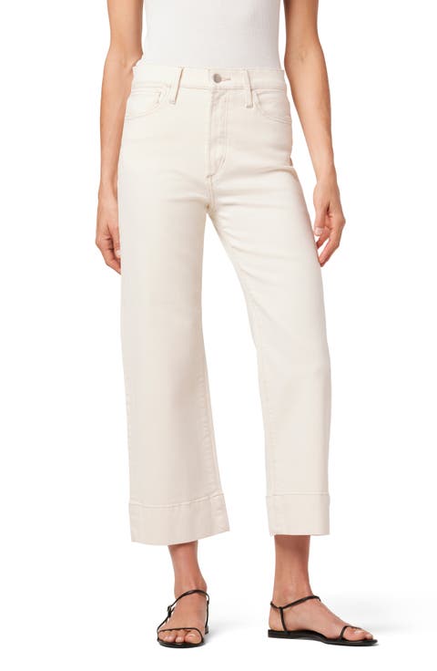 Wide Leg Crop Jeans (Ecru)