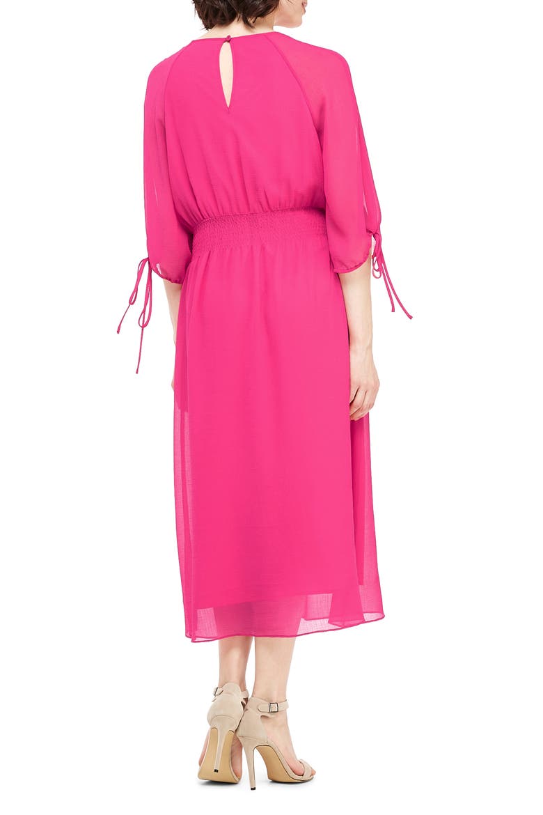 Smocked Chiffon Dress, Alternate, color, HIBISCUS