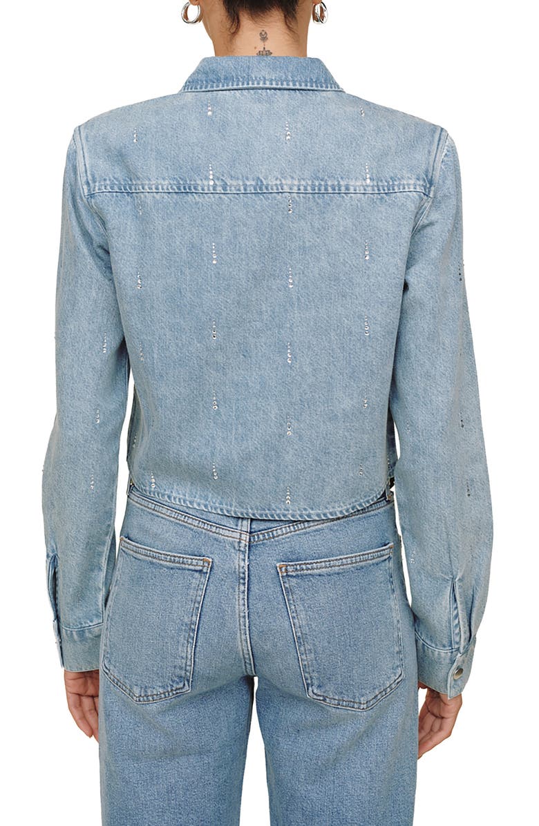 Bella Dahl Crystal Accent Denim Snap-Up Shirt, Alternate, color, Vintage Ice Wash